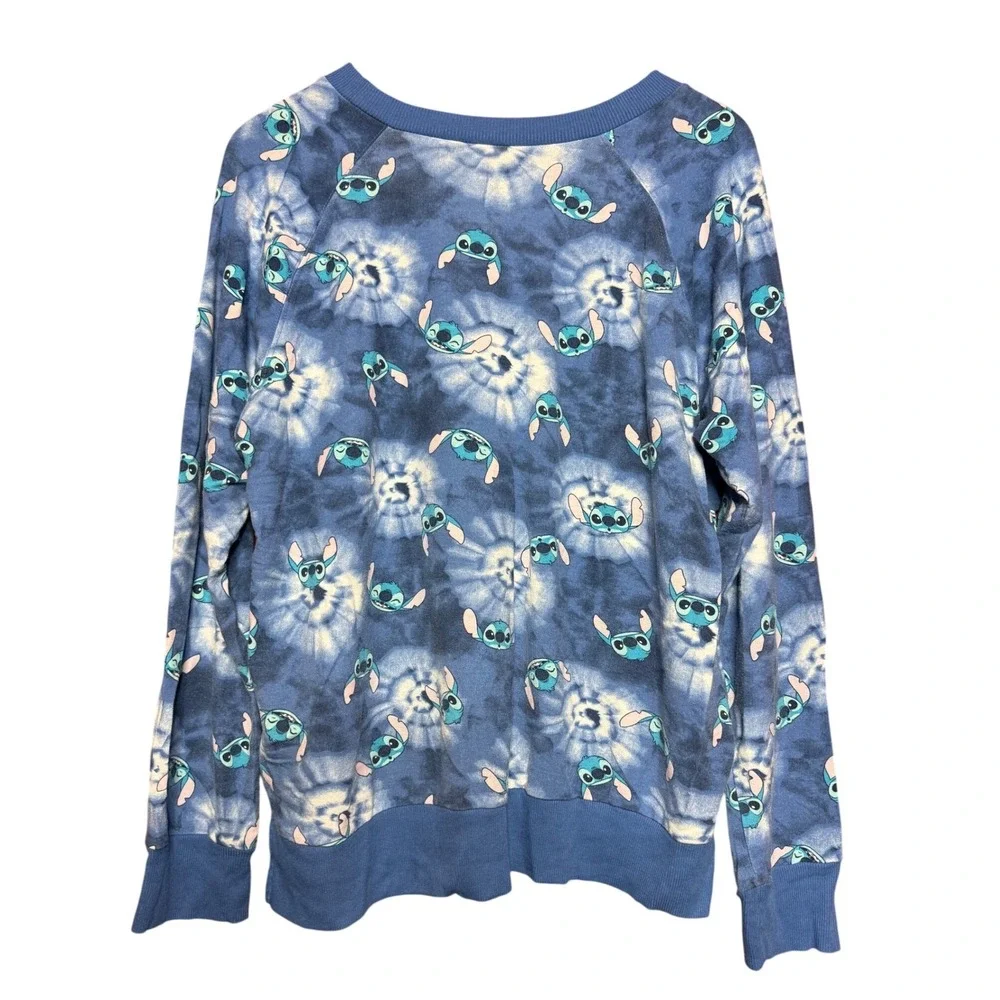 Disney Lilo and Stitch Blue Tie Dye Pullover Sweatshirt Kids XL 16-18 Raglan